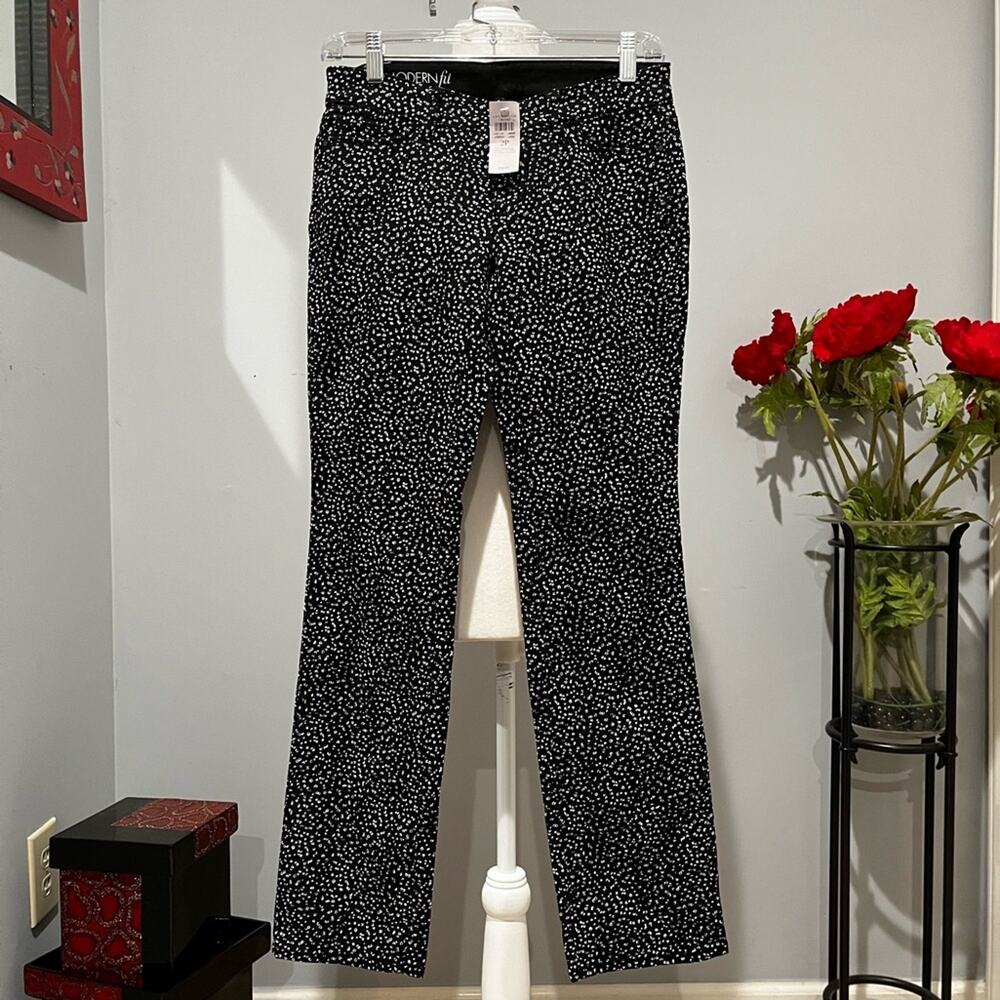 NEW Ann Taylor Modern Fit Straight Leg Slim Fit Mod Dot Black Jeans 2P NWT